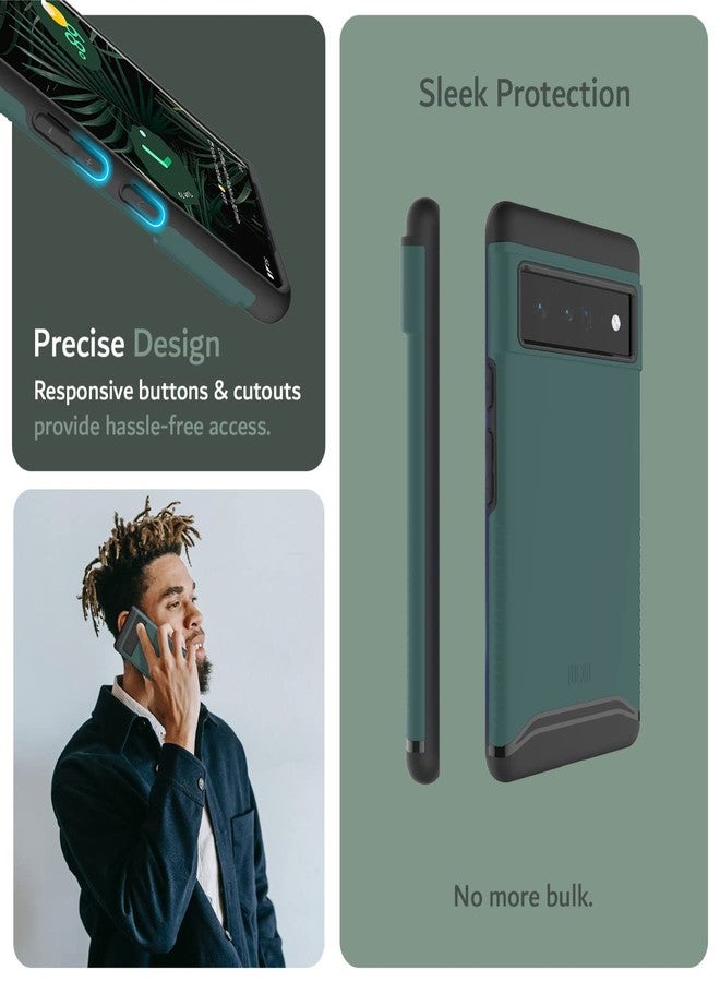 توديا جراب TUDIA DualShield Merge لهاتف Google Pixel 6 Pro 2021 - مقاوم للصدمات، بمواصفات عسكرية، مانع للانزلاق، تصميم نحيف بطبقتين، غطاء حماية متين وقوي - أخضر غامق - Image 4